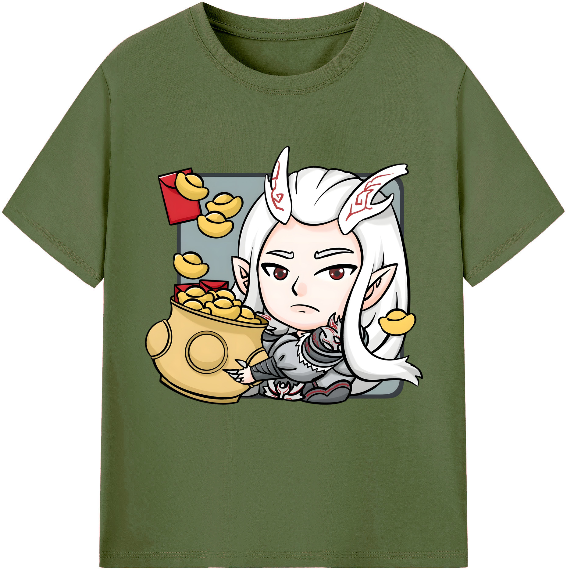 （画像用） Ne Zha 2 ナタ 魔童の大暴れ 綿100％半袖Tシャツ（フロントプリント）